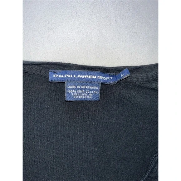 Ralph Lauren Sport Blouse Women's L Black Short Sleeve V-Neck Stretch Shirt - Picture 3 of 6